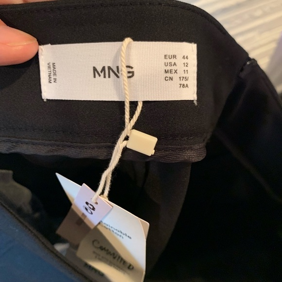 MNG Mango NEW Black Sustainable Cotton Black Zip Back Pencil Skirt Size 12 - Picture 3 of 9
